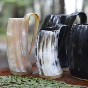 Unique Rustic Horn Mug, Handmade Natural Eco-Friendly Drinkware, Perfect Durable Cup for Coffee, Tea, <b>Whisky</b>, Kitchen,Office Use - Product Image 1