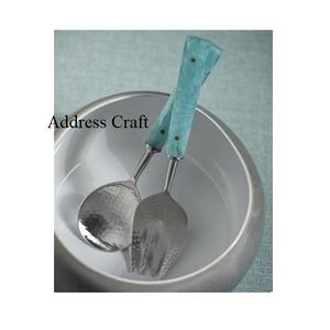 Set de service à salade de style américain avec manche en résine Set de cuillères à salade en acier inoxydable poli brillant Ustensiles de cuisine - Product Image 6