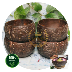 Ensaladera de cáscara de coco pulida Natural 100%, caja de cartón lista para fiesta ecológica embalada para exportar desde Vietnam - Product Image 1