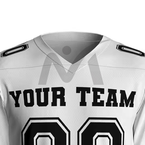 เสื้อยืดฟุตบอลคอวีสำหรับทุกเพศเสื้อฟุตบอลอเมริกันพิมพ์ซับลิเมชันงานตามสั่ง - Product Image 4