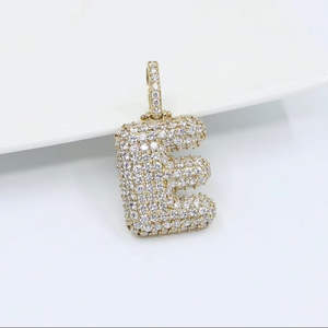 Colgante con inicial E de Plata de Ley 925, colgante de Hip Hop chapado en oro de 2 pulgadas con piedra de moissanita de 3 quilates, colgante con inicial de estilo bonito - Product Image 4