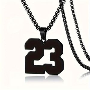 Nouveau collier pendentif numérique Double face à la mode Simple collier en acier inoxydable plaqué de Style hip-hop pour femmes hommes - Product Image 2