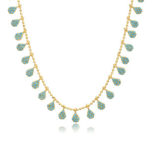 Turquoise CZ Pierre Poire Coupe Forme Conception Shaker Collier En Gros À La Main Turc 925 Bijoux En Argent Sterling - Product Image 3