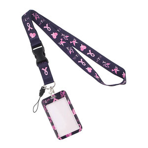 Lanières promotionnelles en polyester rose pour le cancer du sein, pour clés et cartes d'identité - Product Image 5