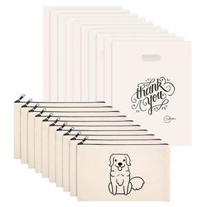 Pochettes de grande capacité écologiques en toile de coton à fermeture éclair sacs de maquillage réutilisables avec impression de logo vente en gros - Product Image 6