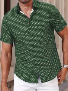 เสื้อเชิ้ตแขนสั้นพิมพ์ลายลำลองผ้าฝ้ายคุณภาพสูงใหม่ ระบายอากาศได้ดี ซักเครื่องได้ เหมาะสำหรับผู้ชาย ใส่ได้ทั้งฤดูใบไม้ผลิ/ฤดูร้อน - Product Image 5