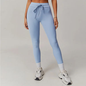 Pantalones de Yoga de cintura alta Leggings deportivos con cordón de secado rápido con función de levantamiento de cadera para gimnasio Correr y Deportes - Product Image 1