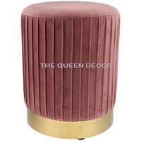 Meuble moderne de salon personnalisable Poufs ronds pouf d'usine couleur velours tabouret petit pouf chaise de rangement en or