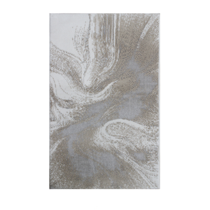 Alfombra de Baño Corey Color Crudo/Beige/Plateado, de Algodón Reciclado con Patrón Abstracto Jacquard, Estilo Moderno, Hecho en Turquía - Product Image 2