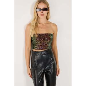 Bustier femme sans bretelles à paillettes colorées - Product Image 2