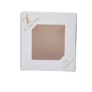 Caja personalizada para tartas Kraft, para ventana de alimentos, embalaje de papel, barnizado, cajas ranuradas, materiales reciclados, acabado mate, CMYK/Pantone - Product Image 1