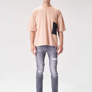 100% coton T-Shirt pour hommes 250GSM tissu tricoté surdimensionné lourd personnalisable Options OEM meilleur prix fabriqué au Pakistan - Product Image 4