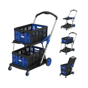 Chariots <span class=keywords><strong>de</strong></span> courses multifonctionnels à deux bureaux, chariots <span class=keywords><strong>de</strong></span> magasin pliables, chariots à main et chariots <span class=keywords><strong>de</strong></span> vente en gros avec paniers <span class=keywords><strong>de</strong></span> rangement - Product Image 2