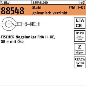 Anclajes de Concreto Fischer Nagelanker R 88549 Ose FNA II 6x25 OE Acero, Paquete de 50 Piezas - Product Image 1