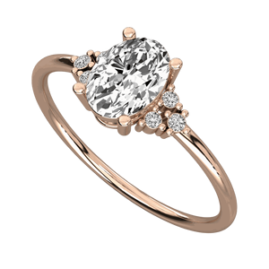 Bague de fiançailles pour femme au design unique avec diamants ronds et ovales - Product Image 6