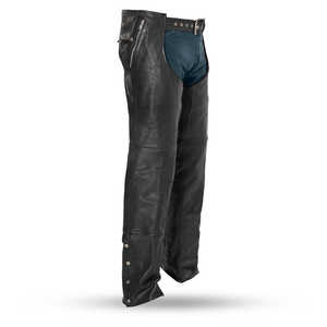 Chaps de cuero de la motocicleta para los hombres del motorista de primera calidad totalmente forrado de protección Chaps de cuero de la motocicleta - Product Image 1