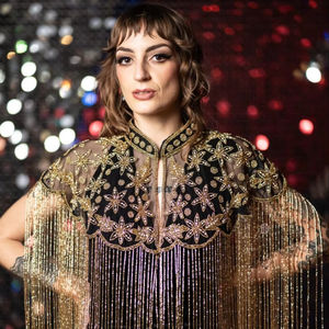 Elegante Capa Burlesque para Adultos con Hilos de Cuentas y Lentejuelas, Material de Poliéster, Hermoso Abrigo para Disfraces Festivos de Club - Product Image 1