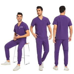 Uniforme de gommage pour hommes coupe décontractée traditionnelle durable col en V extensible haut de gommage hospitalier uniforme médical vêtements de travail - Product Image 4