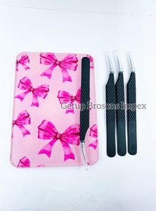High Quality Sustainable Custom <b>Acrylic</b> New Cute Pink Bow Print Lash Tile With Magnet For Eyelash Extension Tweezers Available - Product Image 3