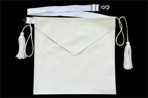 Delantal artesanal de bordado de Masonería de lino 100% para candidato, todo blanco, aprendiz de entrada, punto de cruz y costura - Product Image 2