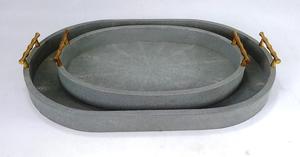 ถาดเก็บของทรงรีลายหนังปลาฉลามเทียม รุ่น DPC 095 ขนาด 0.58x0.38x0.065 นิ้ว พร้อมหูจับ สำหรับเสิร์ฟชา/อาหาร - Product Image 2