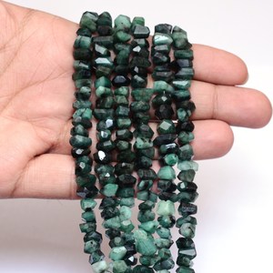 Emerald 6x7mm-6x10mm Gemstone Faceted Nugget <b>Bead</b> Natural Green Emerald Precious Gemstone Tumbled <b>Loose</b> <b>Beads</b> for Jewelry Making - Product Image 4