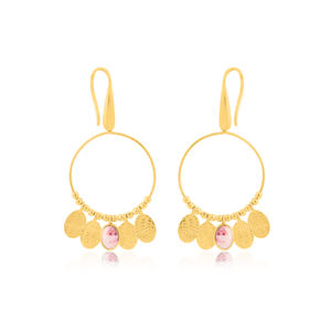 Pendientes de Plata de Ley 925 de moda chapado en oro rutilo negro para bodas u ocasiones cristianas - Product Image 2