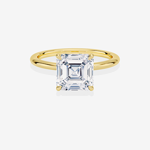 Anillo de Compromiso Petite Solitaire con Corte Asscher, Diamante Cultivado en Laboratorio con Oro de 14k, Anillos de Diamantes Únicos - Product Image 1