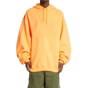 <b>Men's</b> Oversized Zip-Up Hooded Fleece <b>Sweatshirt</b> Solid <b>Orange</b> Regular Fit Autumn Streetwear Long Sleeve 100% Cotton Hoodie - Product Image 1