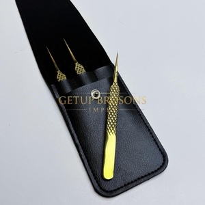 Pince à épiler pour cils GETUP BROSONS IMPEX, en acier inoxydable plaqué or, acrylique, anti-magnétique, anti-statique, à pointe fine et lisse, pour une prise en main précise - Product Image 5