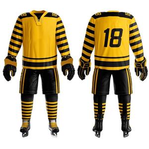 Dernier produit personnalisé de haute qualité Impression par sublimation Séchage rapide OEM Sports Hommes Col en V Rayé Hommes Maillot de hockey sur glace - Product Image 5