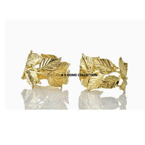 แหวนผ้าเช็ดปากดีไซน์รูปใบไม้สีทองสง่างามและมีสไตล์ปรับขนาดและดีไซน์ได้ตามต้องการสำหรับตกแต่งโต๊ะ - Product Image 4