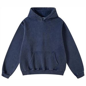 Sudadera informal de alta calidad para hombre, jersey de lana mezclado de algodón lavado de peso pesado personalizado, Sudadera con capucha, patrón sólido para invierno - Product Image 6