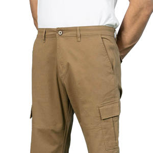 Pantalones cortos Cargo de algodón 100% para hombre profesional, cintura media elástica de alta calidad, entrenamiento informal con múltiples bolsillos, Color sólido - Product Image 5