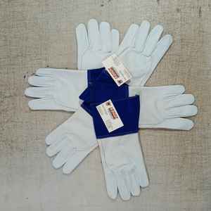 Gants de soudage ISONZ en cuir de vachette de 12 pouces, manchette en daim bleu, pour soudeurs à l'argon et à l'acier, anti-coupure et antidérapants - Product Image 4