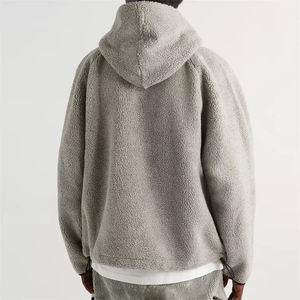 Automne hiver hommes mode pull à capuche en gros goutte épaule Sherpa conception avec col roulé chaud teint uni - Product Image 2