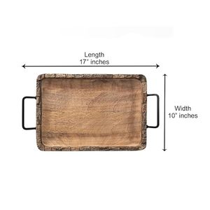 Plateau de service en bois fait à la main avec poignée en métal, idéal pour la décoration intérieure et la présentation élégante des aliments au quotidien, meilleure vente - Product Image 5