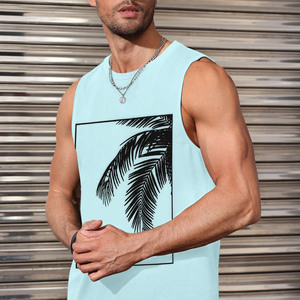 เสื้อกล้ามสำหรับผู้ชายเสื้อแฟชั่นแนวสปอร์ตสำหรับผู้ชายเสื้อทรงหลวมคอกลมแบบเรียบระบายอากาศได้ดี - Product Image 5