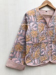 Chaquetas acolchadas florales hechas a mano, chaqueta de algodón con estampado floral estilo bohemio para otoño e invierno, abrigo estilo streetwear, chaqueta acolchada reversible estilo boho. - Product Image 5