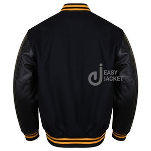 Chaquetas personalizadas para hombre, chaqueta universitaria de cuero auténtico con letras de lana, chaqueta con parches y etiquetas personalizadas para hombre - Product Image 4
