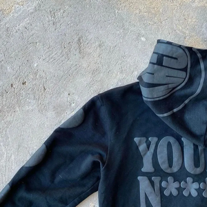 Sudaderas con capucha y cremallera de cara completa con logotipo personalizado Sudadera con capucha francesa Premium de gran tamaño con impresión de soplo térmico de cara Impresión de soplo de alta calidad - Product Image 4