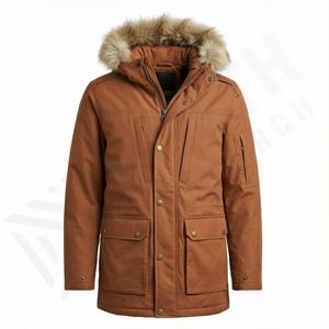 Breathable Men Winter Parka <b>Jacket</b> Turn Down Collar Long Fox <b>Fur</b> Trim Thick Filled Eco Friendly Bamboo Fiber Thermal Wear - Product Image 1