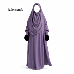 Robe élégante simple à la mode pour femmes Abaya en polyester pleine longueur pour Jilbab manches longues prière vêtements légers - Product Image 5