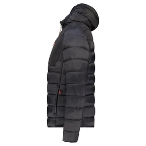 Chaqueta acolchada transpirable con cremallera y puños elásticos de tendencia para hombres, chaqueta con capucha de peso pesado Indemand con logotipo y parches personalizados - Product Image 4