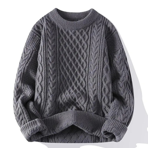 Col en v broderie 100% coton laine Cardigan tricot câble pull vêtements de sport adultes Cricket respirant hiver rayé hommes chandails - Product Image 2