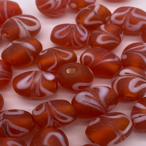 Venta al por mayor, cuentas de cristal naranja transparentes mate esmerilado ovalado a granel, remolinos blancos, cristal de Murano, fabricación de joyas, cuentas artesanales VISHAL - Product Image 3