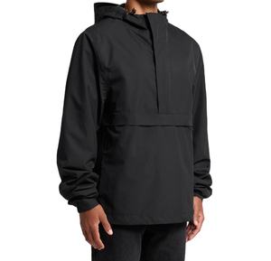 New All Black Crinkle Nylon Fabric Hooded Spring Windbreaker High Quality Outdoor Patched <b>Pullover</b> Half Zip Anorak <b>Jacket</b> - Product Image 5
