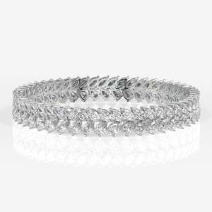 Brazalete de Oro de 18K con Diamantes Moissanite en Corte Pera y Marquesa, Elegantes Pulseras y Brazaletes - Product Image 5