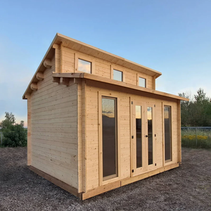 <span class=keywords><strong>Casa</strong></span> de Troncos Estilo Cabaña Rústica de Madera de 15m² con Solárium - Product Image 1
