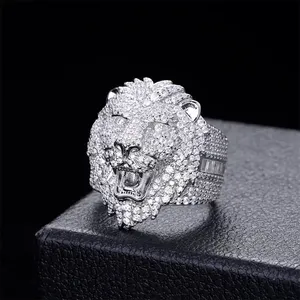 Bague pour homme en argent sterling fait main, tête de lion, moissanite 3,25 carats, best-seller de la joaillerie fine - Product Image 2